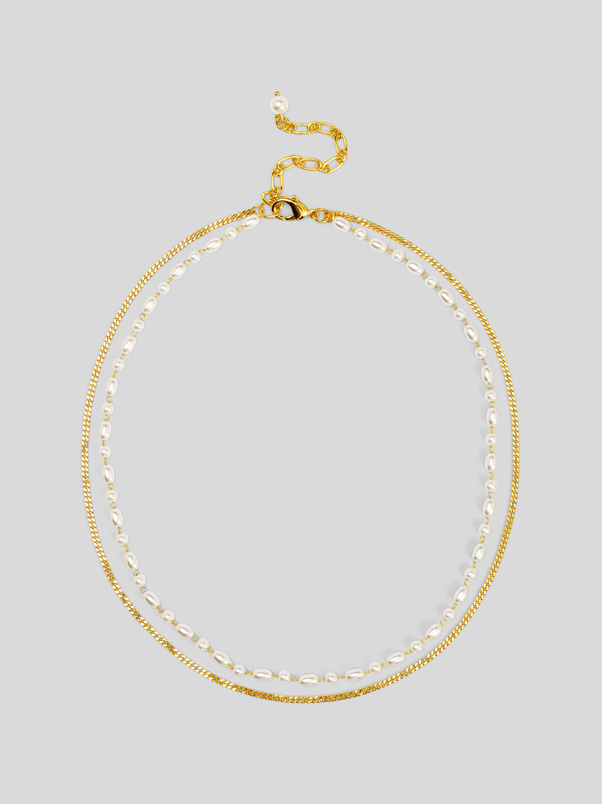 Chain and Pearl Layered Short Necklace