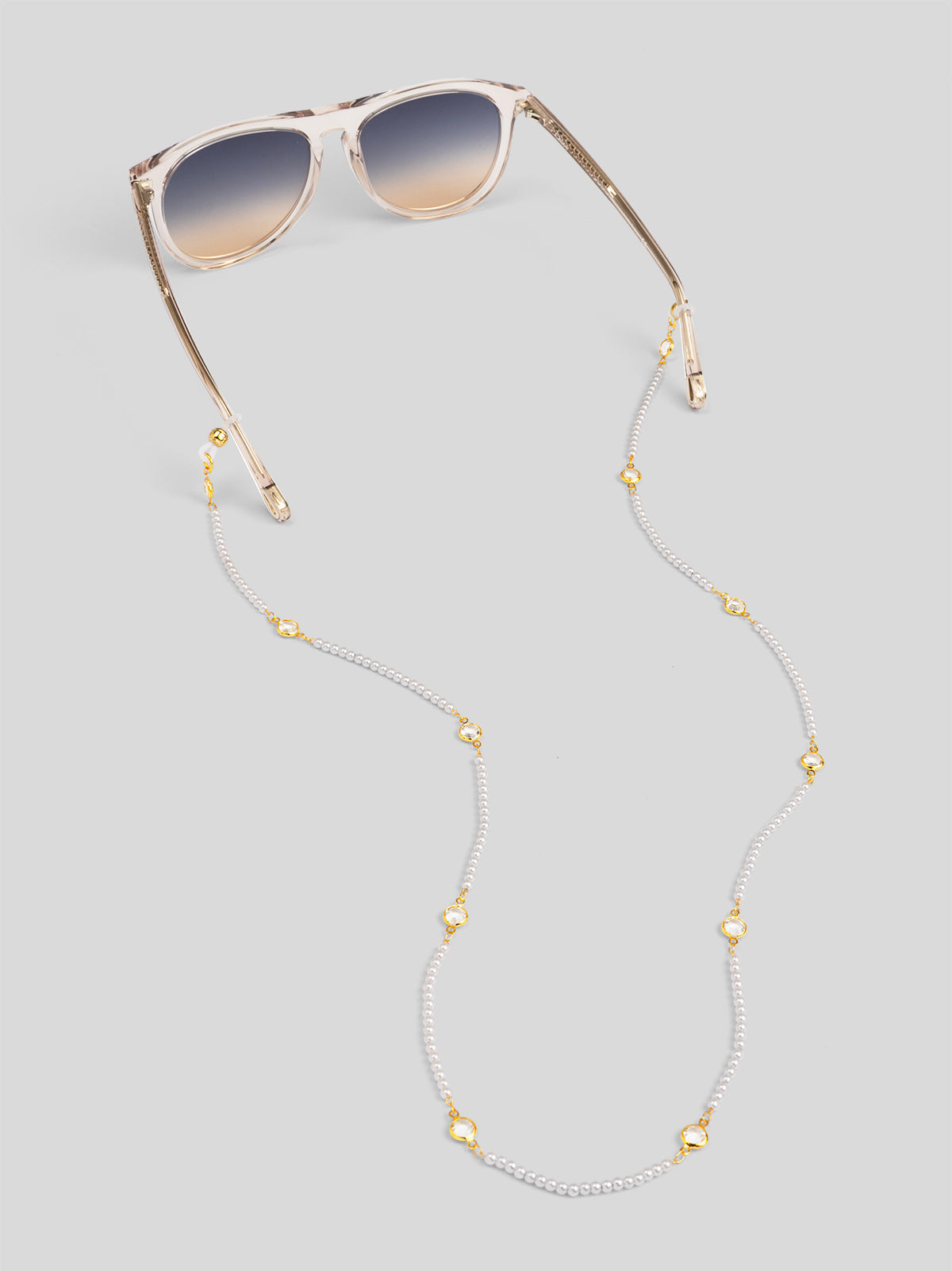 Micro Pearl Beaded and Crystal Glass Chain