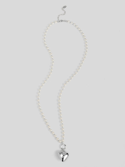 Heart Charm Pearl Long Necklace