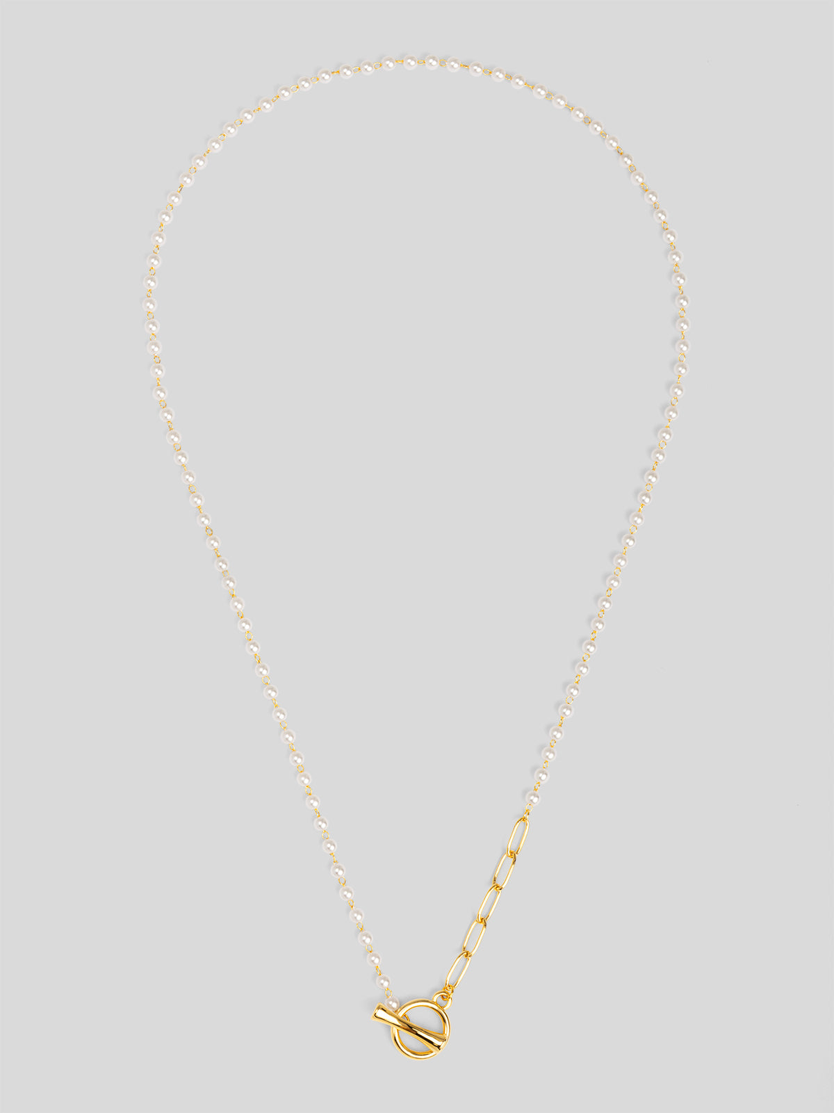 Petite Pearl Link Toggle Necklace