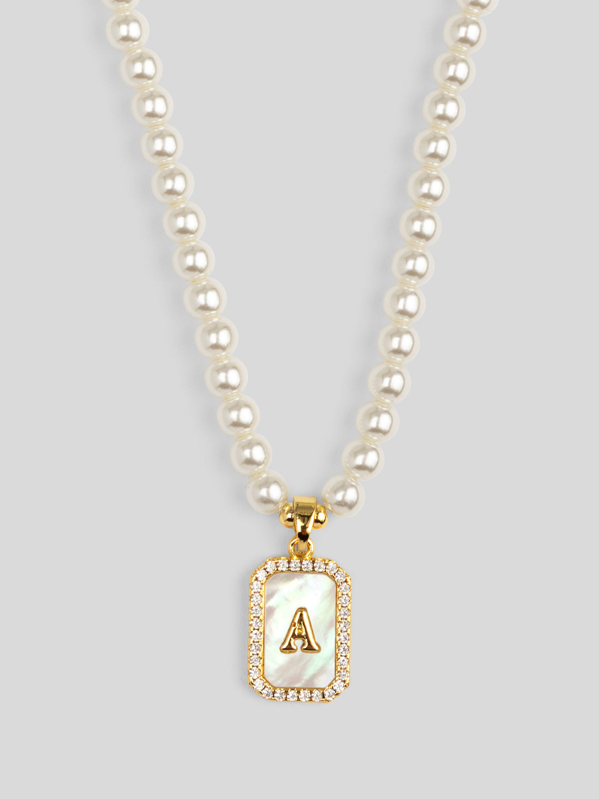Pearl Initial Pendant Short Necklace
