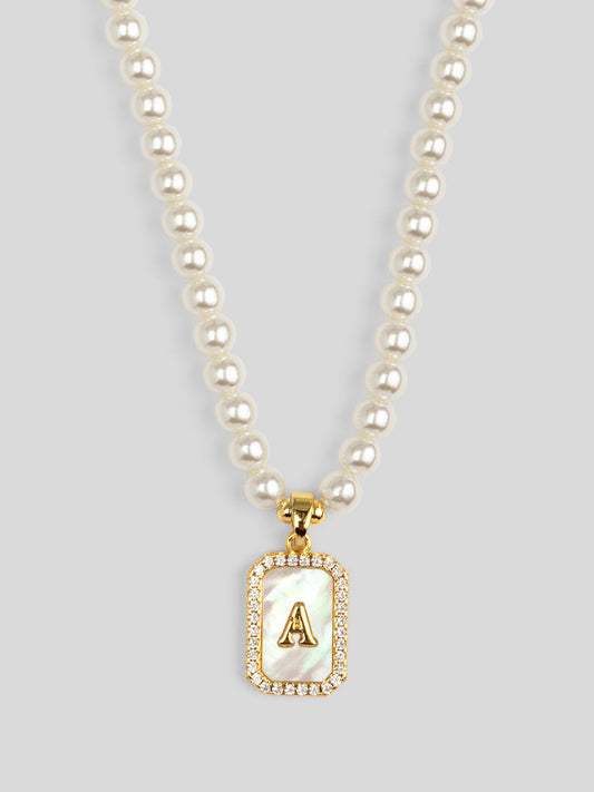 Pearl Initial Pendant Short Necklace