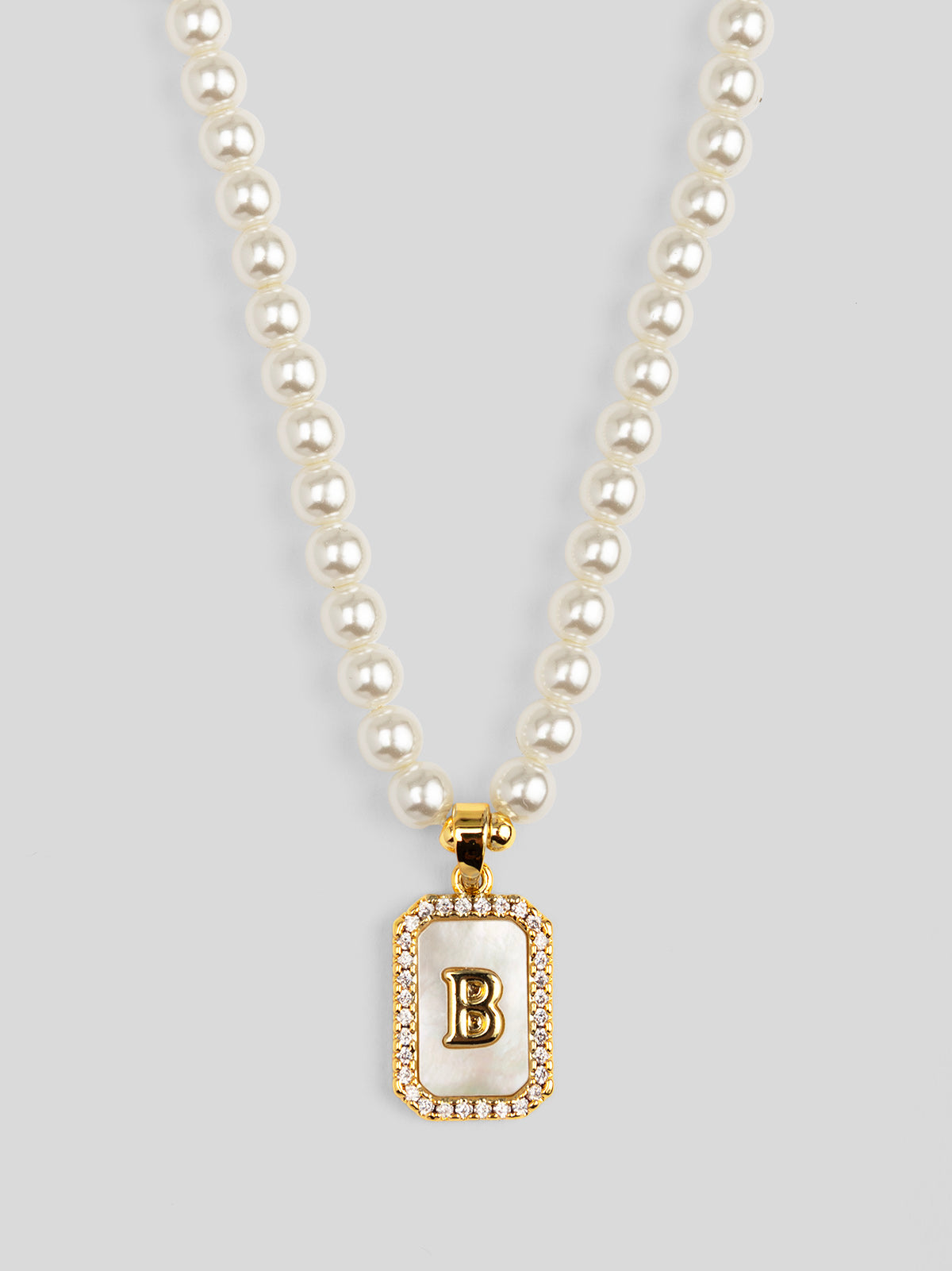 Pearl Initial Pendant Short Necklace