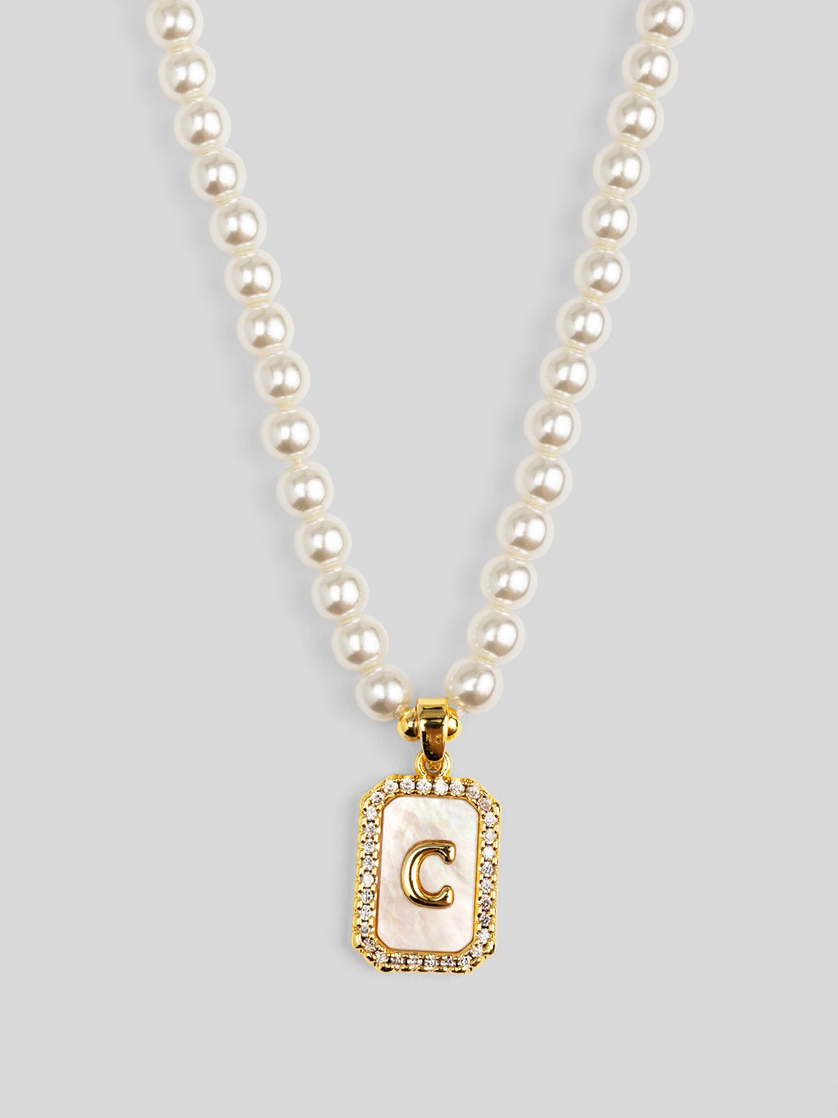 Pearl Initial Pendant Short Necklace