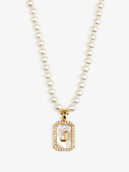 Pearl Initial Pendant Short Necklace