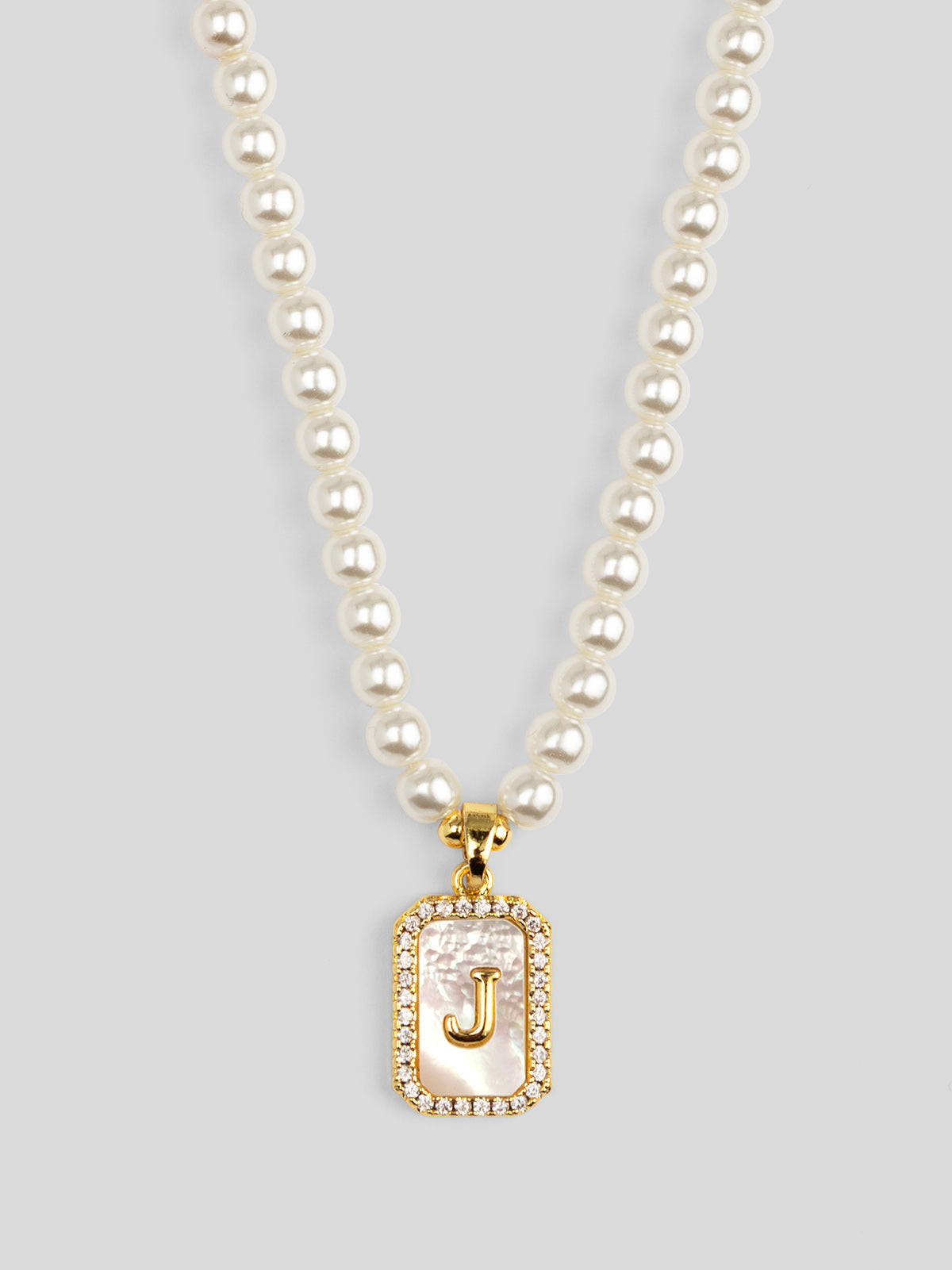 Pearl Initial Pendant Short Necklace