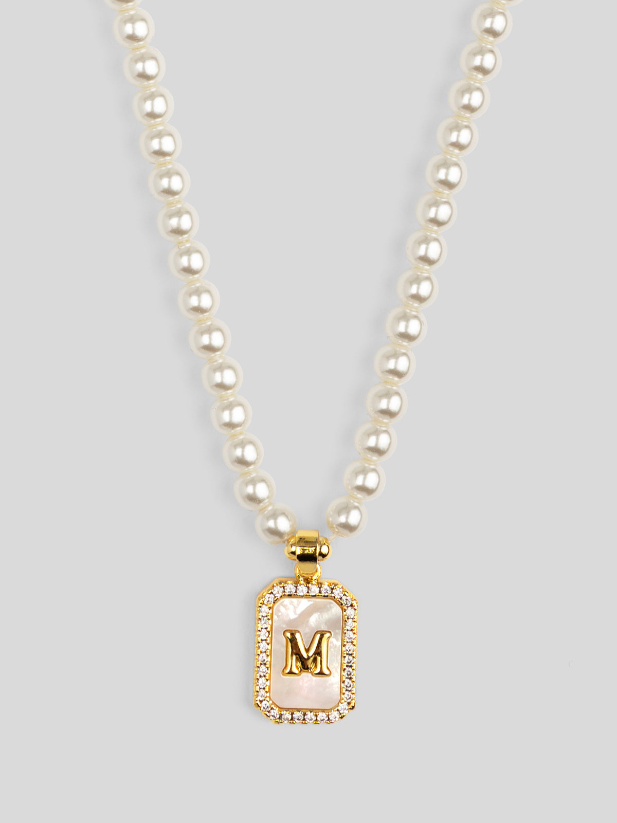 Pearl Initial Pendant Short Necklace