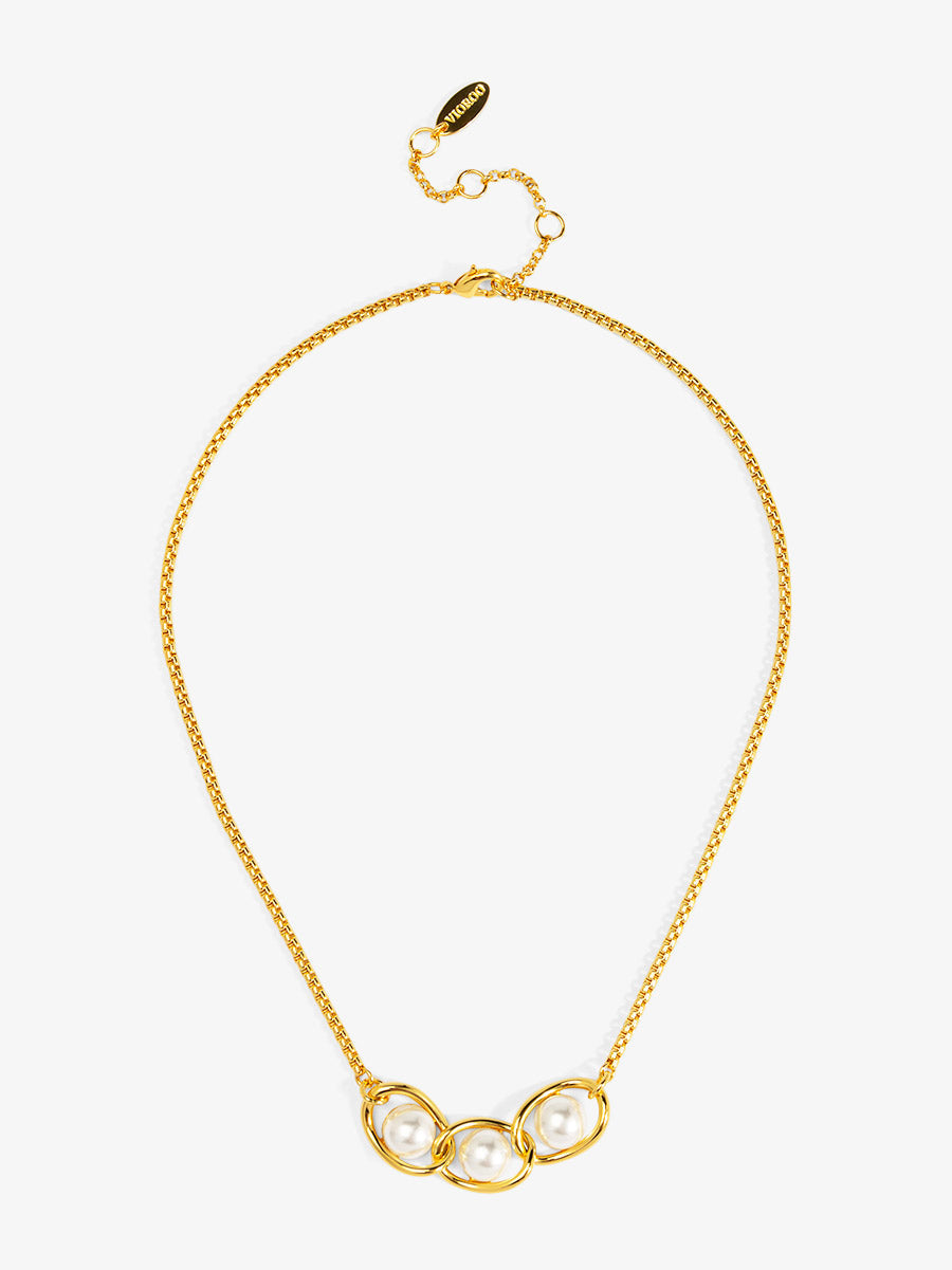 Twisted Orbit Pearl Necklace