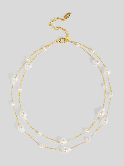 Baroque Duo Chain Layered Necklace