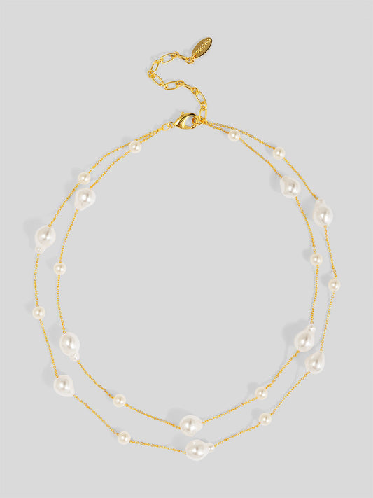 Baroque Duo Chain Layered Necklace