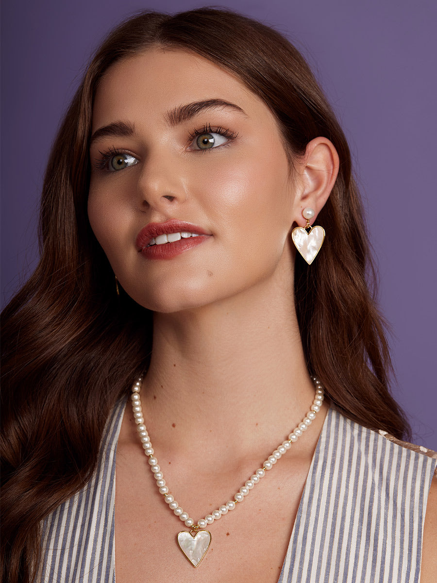 Sea Light Heart Mother Of Pearl Pendant Necklace