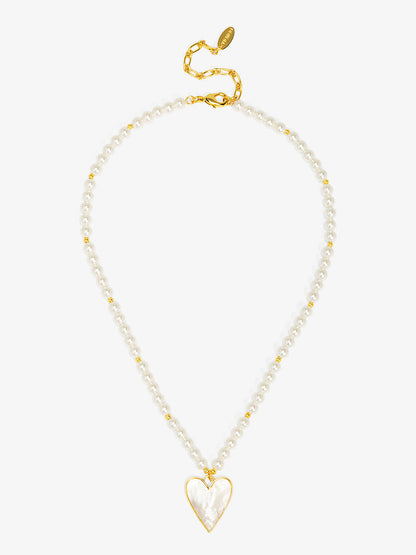Sea Light Heart Mother Of Pearl Pendant Necklace