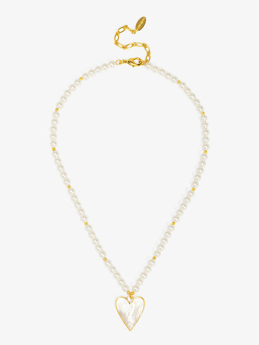 Sea Light Heart Mother Of Pearl Pendant Necklace