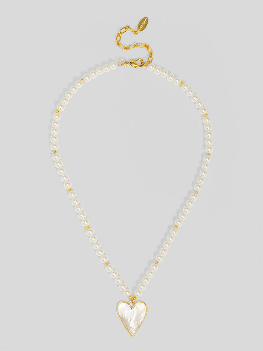 Sea Light Heart Mother Of Pearl Pendant Necklace