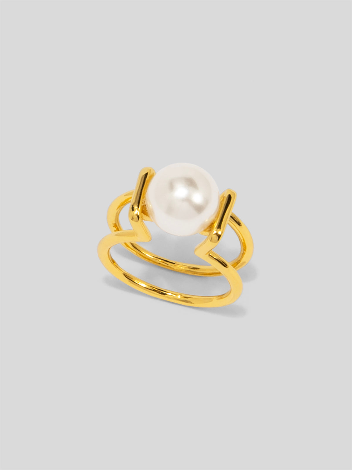 Double Band Single Pearl Ring