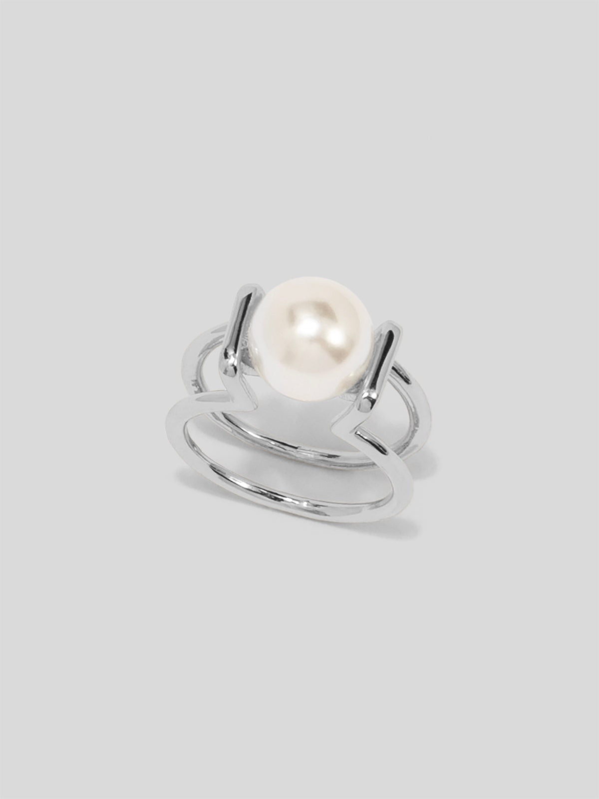 Double Band Single Pearl Ring