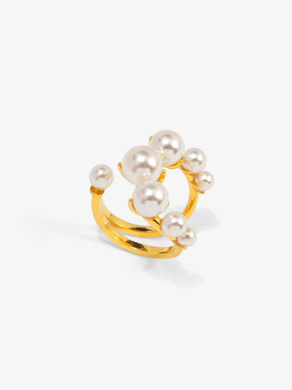 Clustered Pearl Spiral Ring