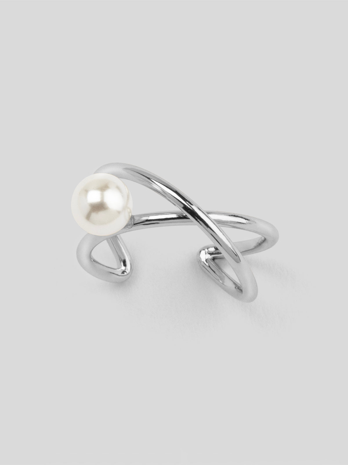 Adjustable Crisscross Pearl Ring