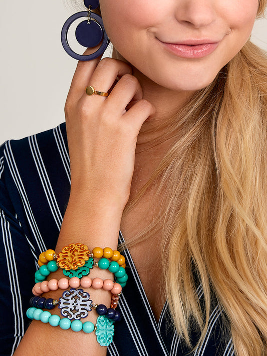 Uptown Swirl Charm Beaded Bracelet