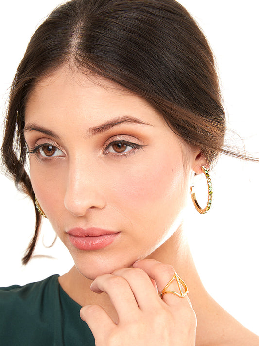 Colorful Crystals Hoop Earring