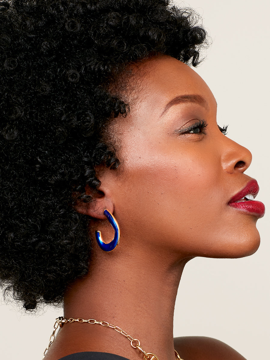 Picture This Enamel Hoop Earring