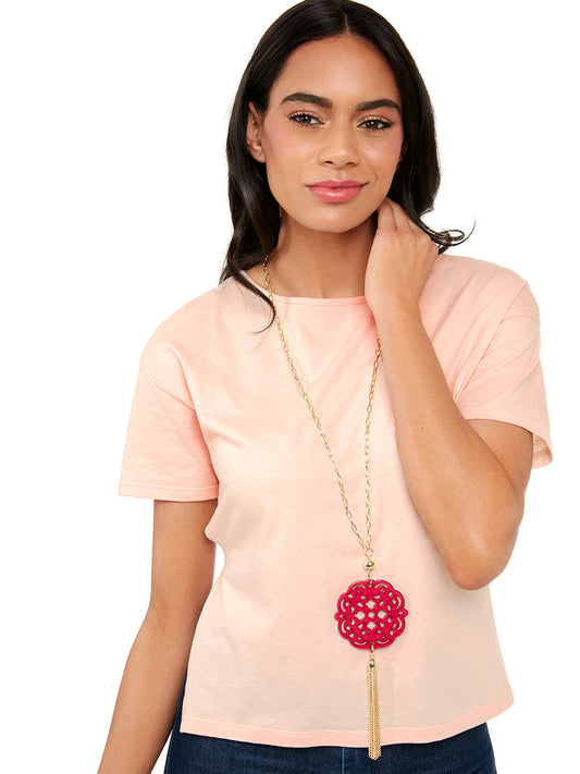 Allure Resin Pendant Necklace with Tassel