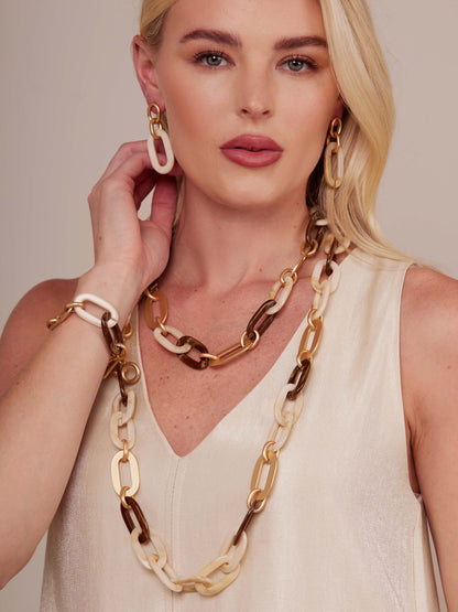 Isla Marbled Link Long Necklace
