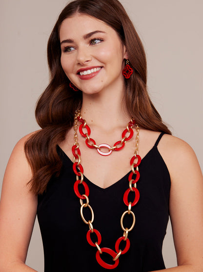 Della mixed link short necklace