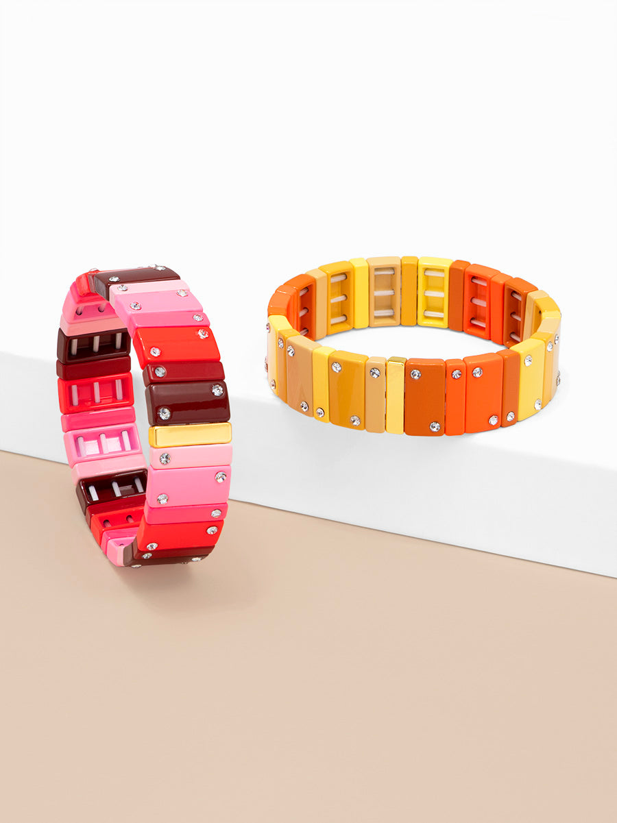 Wide Enamel Crystal Ombre Bracelet