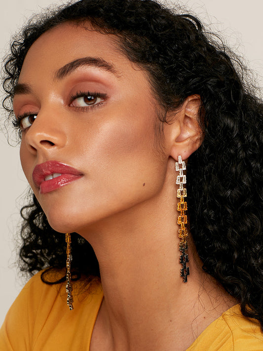 Gradient Crystal Chain Drop Earring