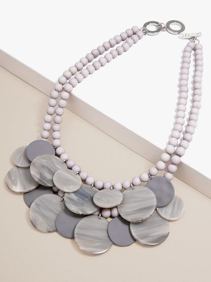 Tortoise and Matte Medallion Bib Necklace