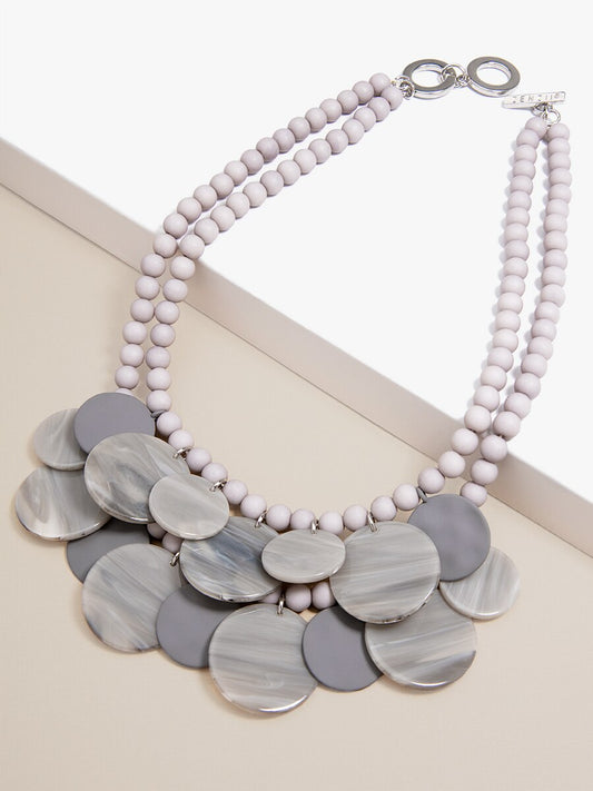 Tortoise and Matte Medallion Bib Necklace