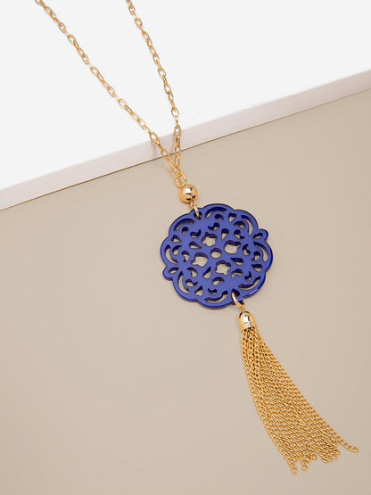 Allure Resin Pendant Necklace with Tassel