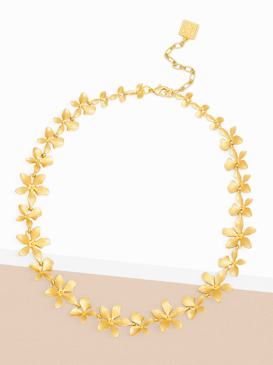 Marigold Matte Flower Collar Necklace