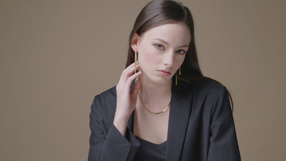 Herringbone Front Back Double Drop Earring